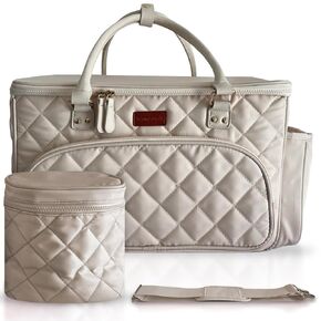 Diaper Bag Tote with Dividers, Zipper, Top Cover and Strap, Larger Size with insulated storage bag - Green