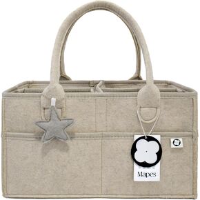 Mapes Diaper Caddy Organizer – Portable Baby Storage Basket for Diapers, Wipes & Essentials – Soft Felt Nursery Organizer with Removable Divider – Ideal for Changing Table & Car Travel