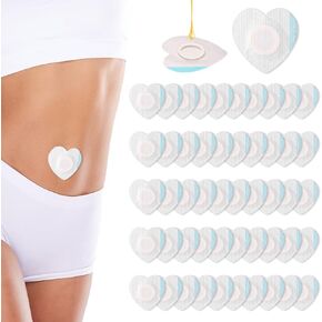 50pcs التفاف زيت الخروع لزر البطن ، شكل قلب لذاته وملصقة بدرجة كبيرة من ملصقات زيت الخروع للبطن لقرع لوس بؤس ملصقات الغطاء المقاومة للماء (الزيوت غير المشمولة)