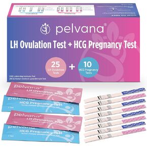 Pelvana 25 Ovulation Tests and 10 Pregnancy Test Strips - 35 Pack Combo Kit - Ovulation and Pregnancy Test Strips - Identify Your Peak Fertility Days - Ideal for Women Trying to Get Pregnant Naturally