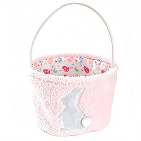 Easter Basket for Kids, Soft Plush Easter Baskets for Easter Eggs Hunting, Bunny Easter Baskets with Handle, Cute Rabbit Easter Bags for Girls & Boys, Baby Easter Basket for Candy, Toys, Gifts (Pink)