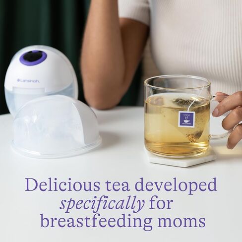 Lansinoh + HotTea Mama Milk's Up, Breastfeeding and Lactation Support Tea, Fenugreek, Fennel, Anise Seed, Caffeine-free, Sugar-Free, Postpartum Essentials for New Moms, Includes 14 Tea Sachets in Saudi Arabia