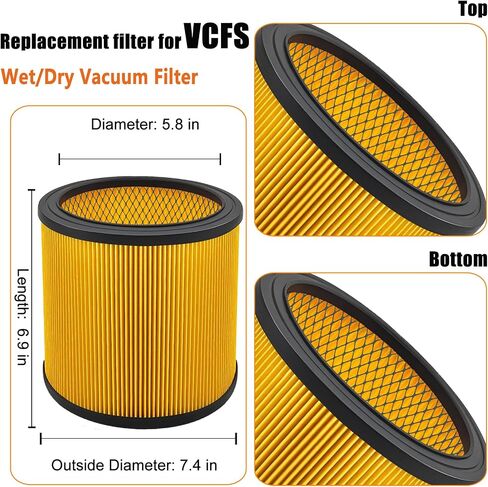 Replacement Filter for Vacmaster 5-20 Gallon/Hart Shop Vacuum 5-17 Gallon, Replaces Hart VCFS 3701 Filter/VCFF Filter, Fits most Shop-Vac/Craftsman Vacuum, with 4x Wet Foam Sleeve in Saudi Arabia