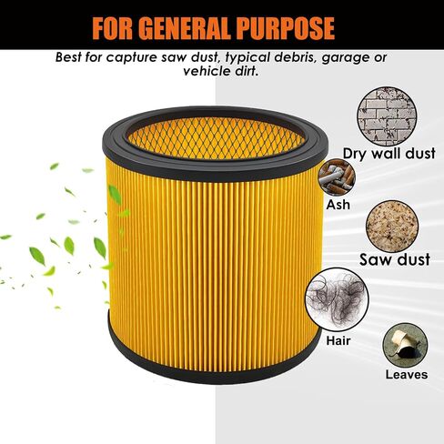 Replacement Filter for Vacmaster 5-20 Gallon/Hart Shop Vacuum 5-17 Gallon, Replaces Hart VCFS 3701 Filter/VCFF Filter, Fits most Shop-Vac/Craftsman Vacuum, with 4x Wet Foam Sleeve in Saudi Arabia