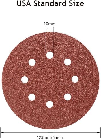 50 PCS 5 Inch 8 Hole Sanding Discs, 60 80 120 240 320 Assorted Grits Hook and Loop Round Sandpaper Pads for Random Orbital Sander in Saudi Arabia