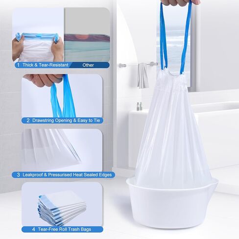 [30 Counts] CheerTry Potty Liners, 300ML Water Super-Absorbent Potty Bags, Thick & Tear-Resistant, Drawstring Opening & Easy to Tie, Fits Most Potty Chairs in Saudi Arabia