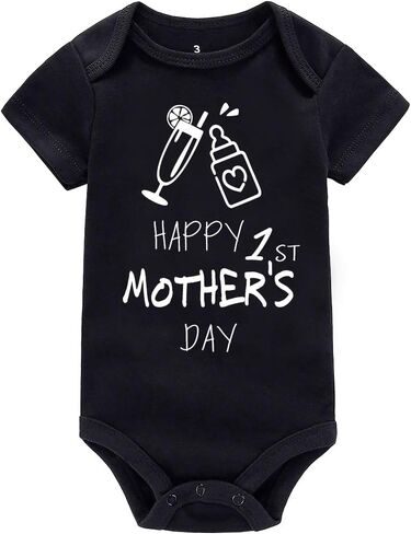 Newborn Infant Baby Bodysuit My 1st Mother's Day Romper Outfit Happy Mother's Day Cotton Jumpsuit Clothes in Saudi Arabia