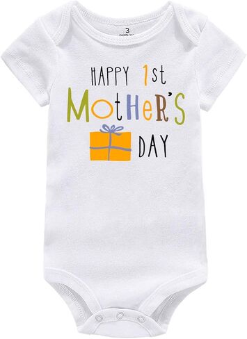 Newborn Infant Baby Bodysuit My 1st Mother's Day Romper Outfit Happy Mother's Day Cotton Jumpsuit Clothes in Saudi Arabia