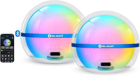 OLIGHT Sphere C 2-Pack Smart Night Light, USB-C Rechargeable, 75 Lumens Stepless Dimming, App Control Ambient Lighting, Portable for Parties, Camping, Reading or Bedrooms (Type-C Cable Excluded) in Saudi Arabia