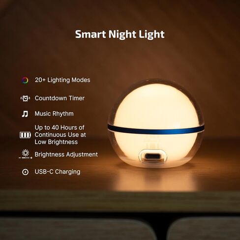 OLIGHT Sphere C 2-Pack Smart Night Light, USB-C Rechargeable, 75 Lumens Stepless Dimming, App Control Ambient Lighting, Portable for Parties, Camping, Reading or Bedrooms (Type-C Cable Excluded) in Saudi Arabia