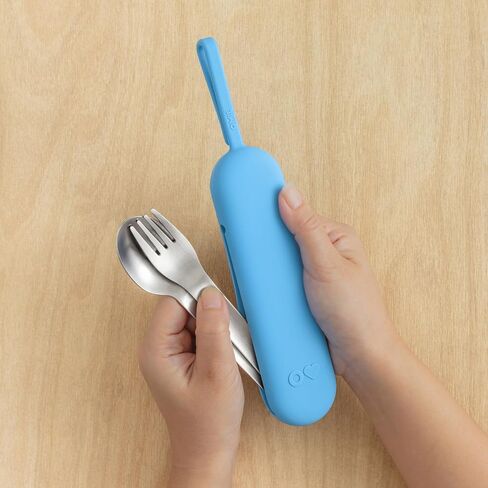 Omie OmieBox Travel Utensil Set | Fork and Spoon with Case for Easy Travel | Stainless Steel Fork and Spoon in Kuwait