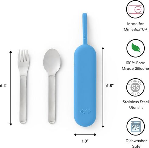 Omie OmieBox Travel Utensil Set | Fork and Spoon with Case for Easy Travel | Stainless Steel Fork and Spoon in Kuwait