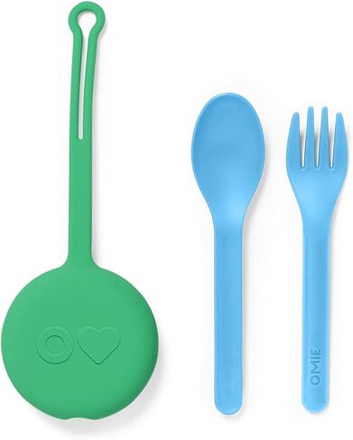 Omie OmieBox Travel Utensil Set | Fork and Spoon with Case for Easy Travel | Stainless Steel Fork and Spoon in Kuwait