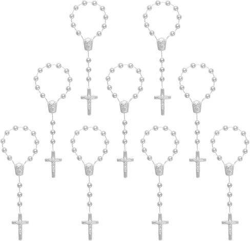 XINHUIDALSQ 50 Baptism Rosary Acrylic Rosary Mini Rosary Suitable for the First Holy Communion Baptism Party Gift Suitable for Recuerditos De Bautismo Christening Favors Decenarios Finger Rosary in Saudi Arabia