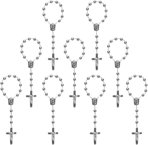XINHUIDALSQ 50 Baptism Rosary Acrylic Rosary Mini Rosary Suitable for the First Holy Communion Baptism Party Gift Suitable for Recuerditos De Bautismo Christening Favors Decenarios Finger Rosary in Saudi Arabia