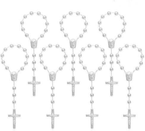 XINHUIDALSQ 50 Baptism Rosary Acrylic Rosary Mini Rosary Suitable for the First Holy Communion Baptism Party Gift Suitable for Recuerditos De Bautismo Christening Favors Decenarios Finger Rosary in Saudi Arabia