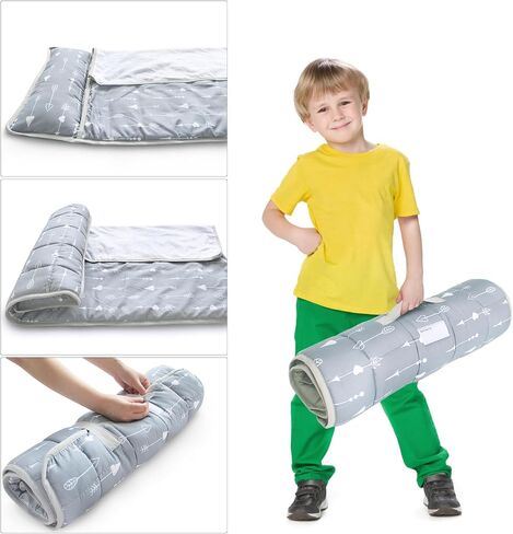 Toddler Nap Mat 2-Pack with Blanket, 50"x21", Portable, Pink & Violet | Ultra Soft Fill, Extra Large Size, Lightweight with Carry Handle, Machine Washable, Perfect for Daycare & Travel in Kuwait