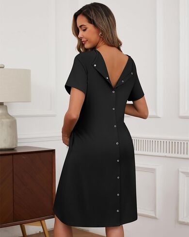 Huukeay 2 Pack Labor and Delivery Hospital Gown | Women Nursing Birthing Maternity Dress, 3 In1 Breastfeeding Nightgown, Buttons, Pjs Robe, Short Sleeve, Sleepwear in Saudi Arabia