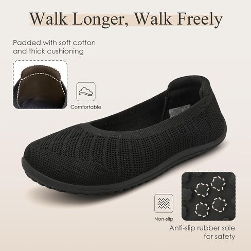 Women's Ballet Flats Wide Toe Box Barefoot Dress Shoes Knit Flat Comfortable Casual Walking Shoe Minimalist Zero Drop Slip On in Saudi Arabia
