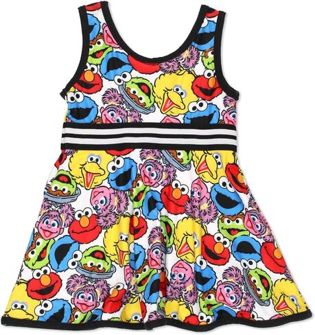 Sesame Street Girls Dress with Panties for Infant and Toddler – White/Multicolor in Kuwait