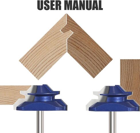45 Degree Lock Miter Router Bit 1/4'' Shank 3/4'' Stock, Woodworking Milling Cutter Tenon Tool for Making a Wood Drawer, Window, Cupboard in Kuwait