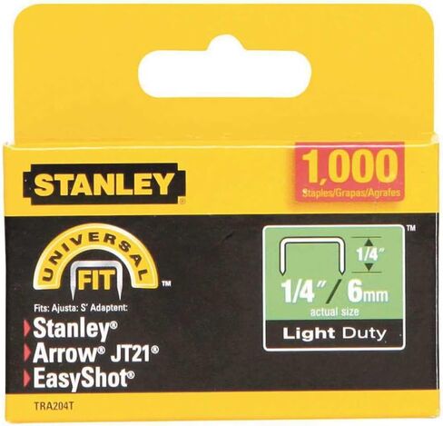 Stanley Tra204T 1/4 Inch Light Duty Narrow Crown Staples, Pack of 1000(Pack of 1000) in Kuwait