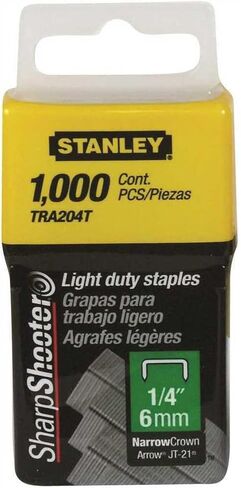 Stanley Tra204T 1/4 Inch Light Duty Narrow Crown Staples, Pack of 1000(Pack of 1000) in Kuwait