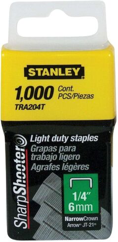 Stanley Tra204T 1/4 Inch Light Duty Narrow Crown Staples, Pack of 1000(Pack of 1000) in Kuwait