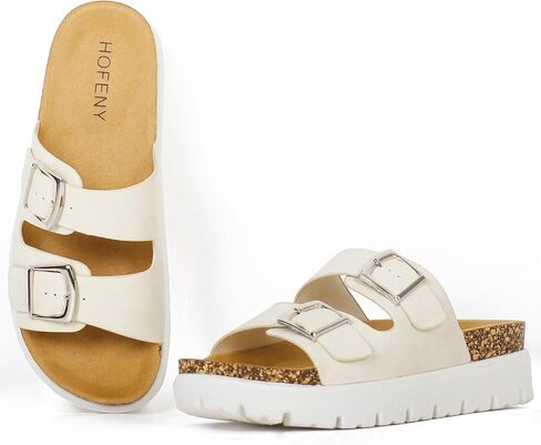 Women Platform Sandals, Arch Support Slides with Adjustable Buckle Straps, Open-Toe Wedge Chunky Sandals for Summer Size 5-10 in Saudi Arabia