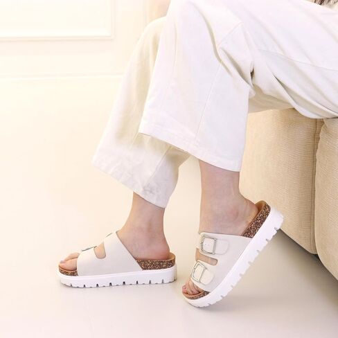 Women Platform Sandals, Arch Support Slides with Adjustable Buckle Straps, Open-Toe Wedge Chunky Sandals for Summer Size 5-10 in Saudi Arabia