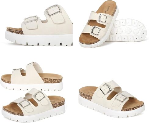 Women Platform Sandals, Arch Support Slides with Adjustable Buckle Straps, Open-Toe Wedge Chunky Sandals for Summer Size 5-10 in Saudi Arabia