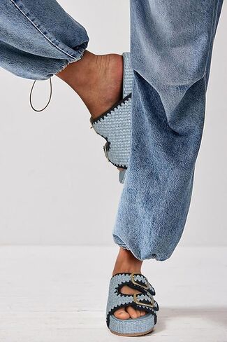 صندل Raffia for Women Platform Slide Sandals Espadrille قابلة للتعديل مزدوج الإبزيم الصيف مريح لطيف منسوج أحذية شاطئية غير رسمية in Kuwait