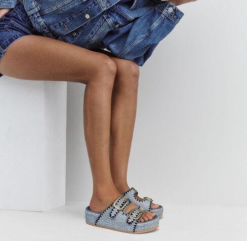 صندل Raffia for Women Platform Slide Sandals Espadrille قابلة للتعديل مزدوج الإبزيم الصيف مريح لطيف منسوج أحذية شاطئية غير رسمية in Kuwait