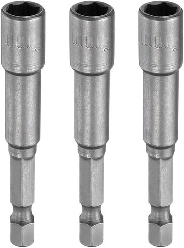 uxcell 3pcs hex nut driver bit bit 10mm metric 6 boins socket 1/4 "Hex shank magnetic setter cr-v steel sockets for the power drills refort drivers ، 2.56" in Kuwait