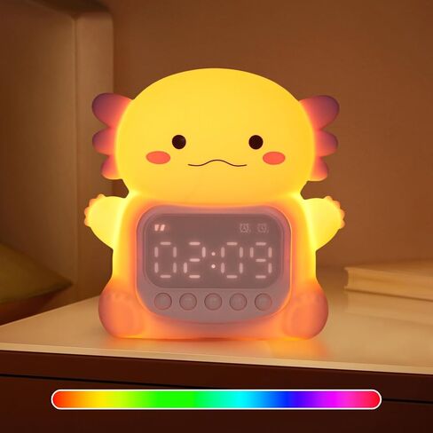 Axolotl Alarm Clock with Night Light for Kids, 7 RGB Color Cute Alarm Clocks for Bedrooms Ok to Wake Clocks, Silicone Animal Tabletop Lamp for Teen Girls Boys in Kuwait