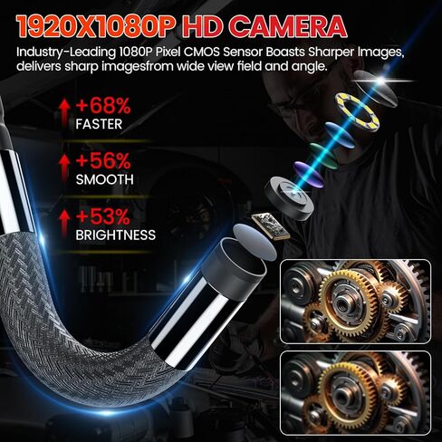 Two-Way Articulating Borescope Camera with Light, 0.31in Professional Endoscope Camera IPS 1080P HD Screen, Inspection Camera for Automotive Mechanic, IP67 Waterproof LED Light Snake Camera 32GB Card in Kuwait