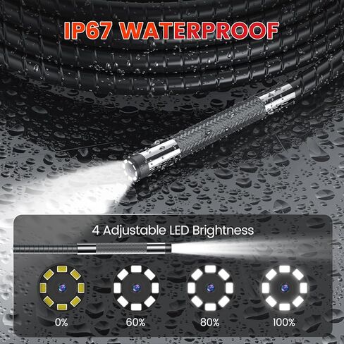 Two-Way Articulating Borescope Camera with Light, 0.31in Professional Endoscope Camera IPS 1080P HD Screen, Inspection Camera for Automotive Mechanic, IP67 Waterproof LED Light Snake Camera 32GB Card in Kuwait