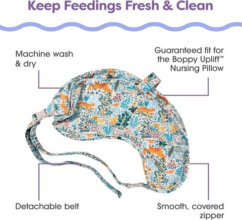 Boppy Uplift Nursing Pillow Cover, Colorful Forest Animals, Single Cover, Easy-On Slipcover with Soft 100% Polyester Microfiber Fabric for The Uplift Nursing Pillow Designed to Help Reduce Spit-Ups in Saudi Arabia