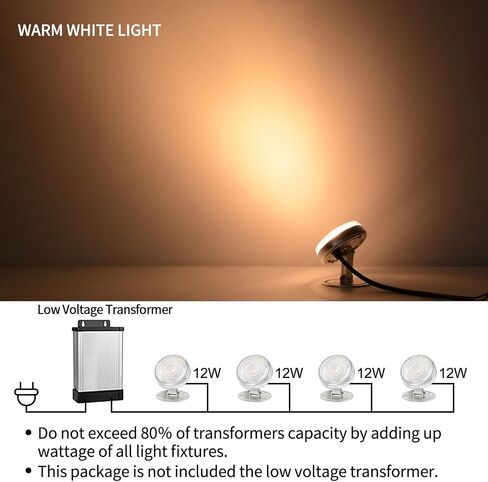 LED Underwater Pond Light, Heavy Duty Aluminum 12V 3000K Warm White IP68 Waterproof Fountain Light, Landscape Lamp for Swimming Pool, Fountain, Waterfall, Pond and Grass Land (6, Watts) in Saudi Arabia