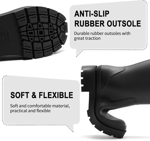 أحذية المطر للنساء ، وأحذية مطاطية مضادة للانزلاق مقاومة للماء حذاء حديقة متينة مقاومة للانزلاق ، وأحذية ماء طويل القامة راحة الصيد ركبة العمل العالي العمل in Kuwait