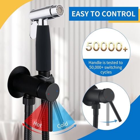 Black Handheld Bidet Sprayer for Toilet, 2 Function Hand Held Sprayer Cloth Diaper, Toilet Concealed Hot and Cold Mixed Bidet Spray Set Black, Hand Sprayers for Feminine Wash in Saudi Arabia