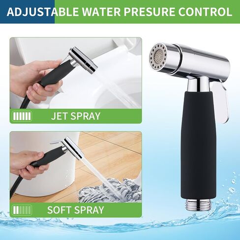 Black Handheld Bidet Sprayer for Toilet, 2 Function Hand Held Sprayer Cloth Diaper, Toilet Concealed Hot and Cold Mixed Bidet Spray Set Black, Hand Sprayers for Feminine Wash in Saudi Arabia