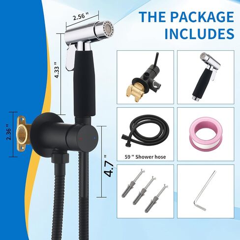 Black Handheld Bidet Sprayer for Toilet, 2 Function Hand Held Sprayer Cloth Diaper, Toilet Concealed Hot and Cold Mixed Bidet Spray Set Black, Hand Sprayers for Feminine Wash in Saudi Arabia