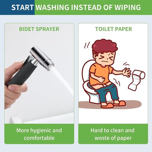 Black Handheld Bidet Sprayer for Toilet, 2 Function Hand Held Sprayer Cloth Diaper, Toilet Concealed Hot and Cold Mixed Bidet Spray Set Black, Hand Sprayers for Feminine Wash in Saudi Arabia