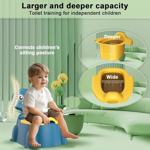 Potty Training Toilet, Toddler Potty Training Seat Baby Potty Chair, Dinosaur Toilet Potty Seat for Boys Girls Kids Toddlers, Portable Travel Potty with lid,Urinal, Splash Guard, Non-Slip Pad(Blue) in Kuwait