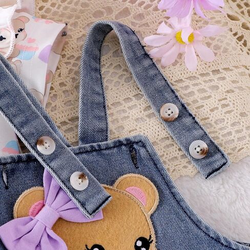 Baby Girl Clothes Suspender Skirt Newborn Ruffle Romper Cute Bear Jeans Dress Bow Headband Summer Outfits 0-18 Months in Saudi Arabia