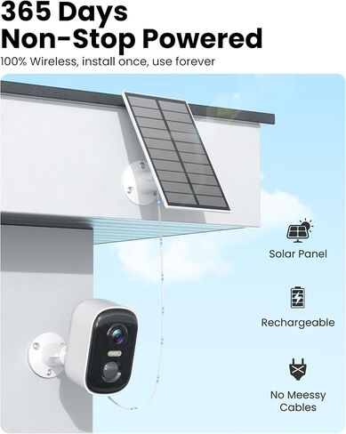Solar Camera Outdoor Wireless, 2K Battery Powered WiFi Cameras for Home Security, Solar Powered Security Camera with AI Motion Detection, Color Night Vision, Two-Way Talk, IP66 Weatherproof in Kuwait