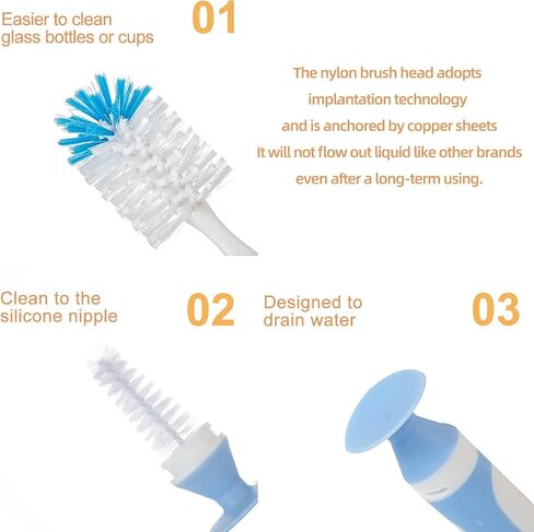 Multifunctional Cleaning Brush, Baby Bottle Brush, Bottle Brush Cleaner | Rotate The Suction Cup to Obtain The Small Bristle Brushes Set in Saudi Arabia