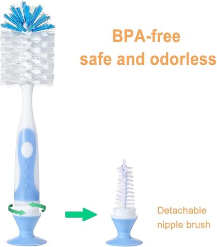 Multifunctional Cleaning Brush, Baby Bottle Brush, Bottle Brush Cleaner | Rotate The Suction Cup to Obtain The Small Bristle Brushes Set in Saudi Arabia