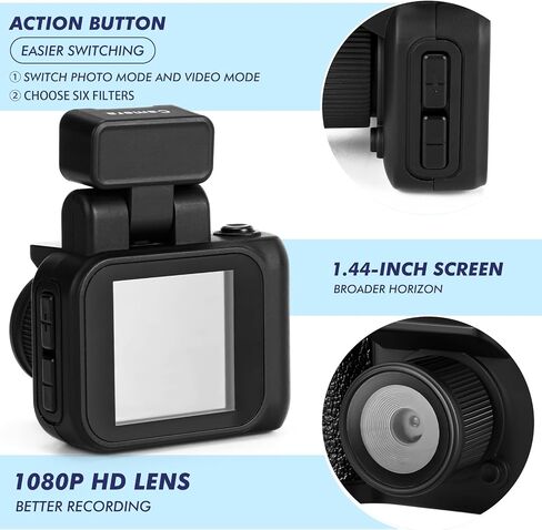 Mini Digital Camera Keychain with Flash Light 1080p Tiny Camera Mini Retro Micro Dv/Camcorder with 600 Mins Battery Portable Recorder for Valentine's Gifts Travel Study Recording(Black,32 Gb) in Saudi Arabia
